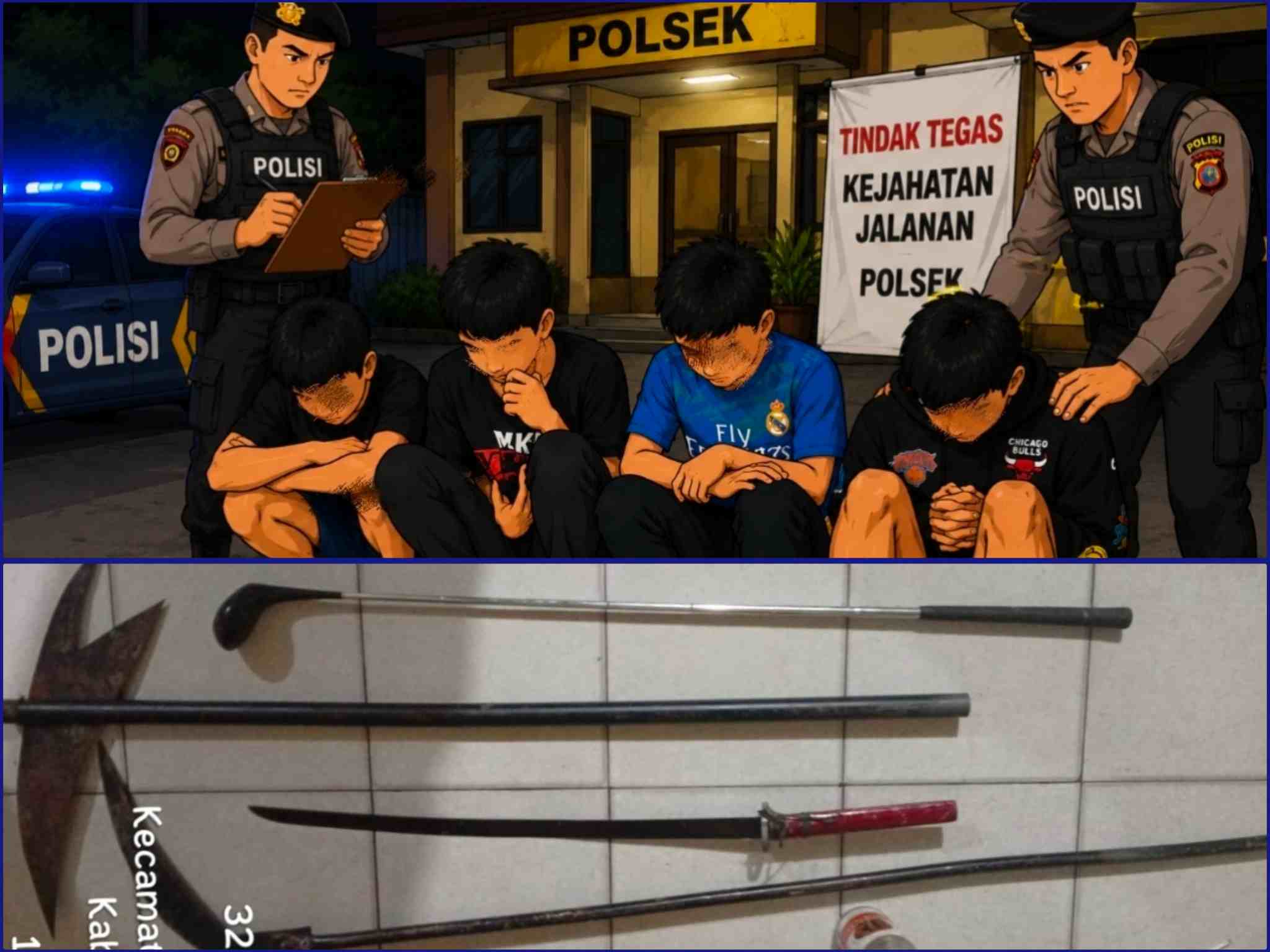 Gencar Patroli 3C, Polresta Deli Serdang Amankan Empat Remaja Diduga hendak Tawuran