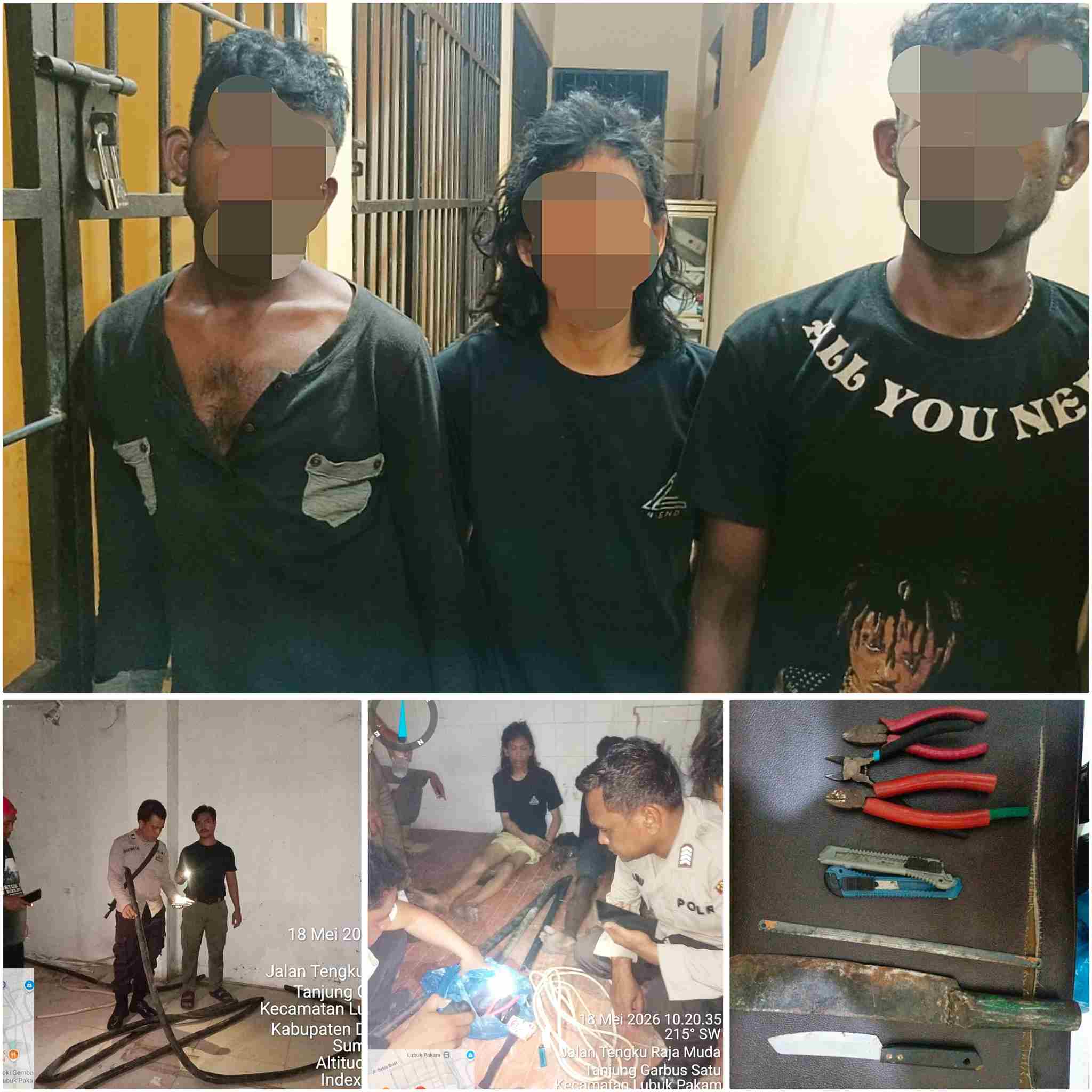 Tiga Pencuri Kabel di Eks Plaza Delimas Diringkus Polisi