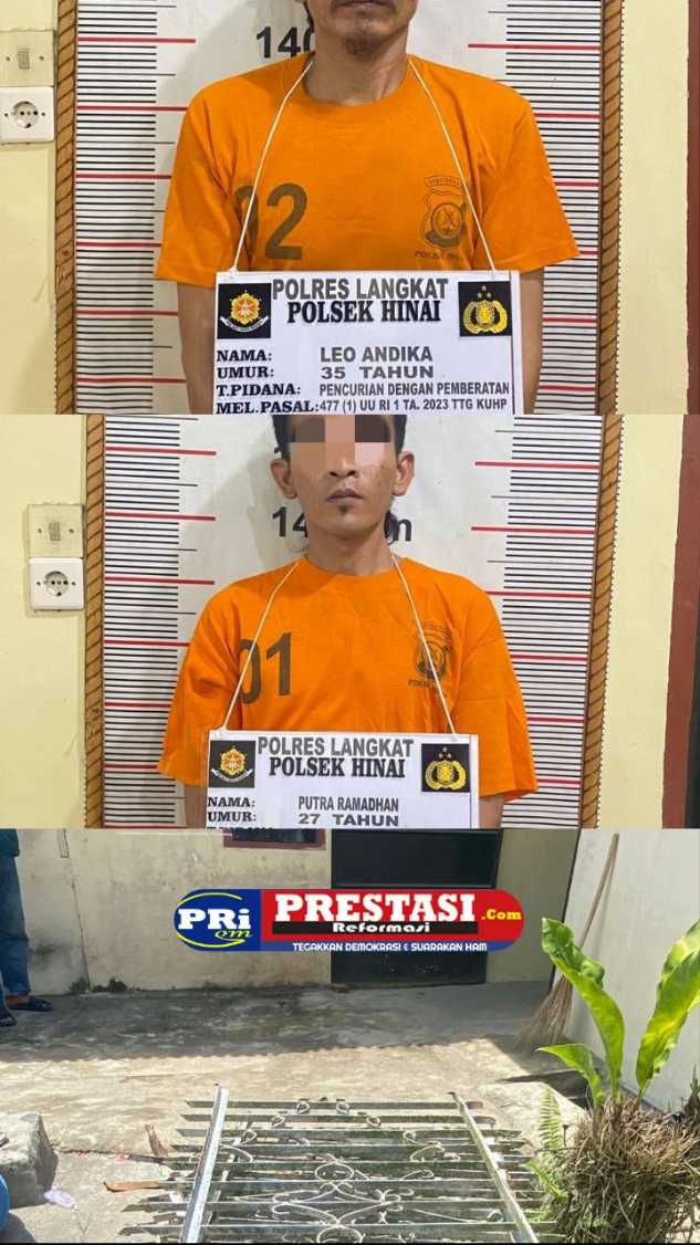 Polsek Hinai Bekuk Dua Terduga Pelaku Pencurian Jerjak Besi dan Pintu Rumah