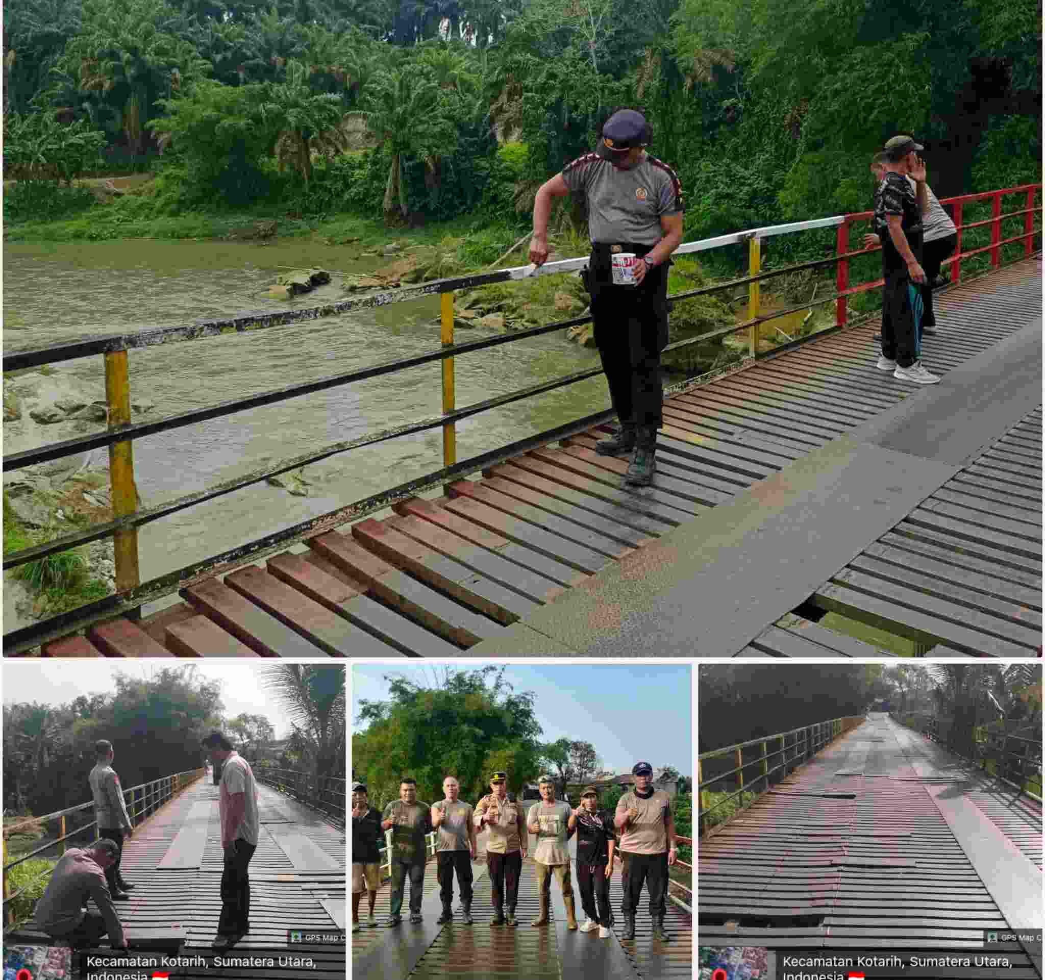 Kapolsek Kotarih Pimpin Langsung Perbaikan Jembatan Penghubung Antar Kabupaten