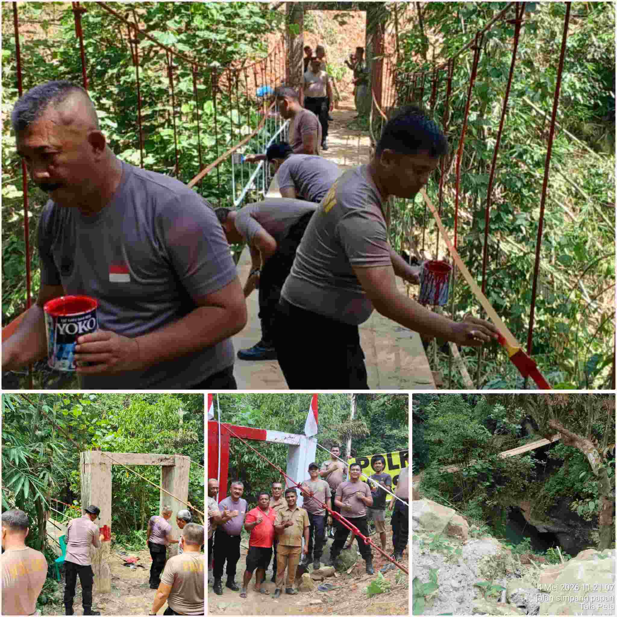 Polresta Deli Serdang Renovasi Jembatan Gantung Gunung Merlawan, Wujud Nyata “Polri Untuk Masyarakat”